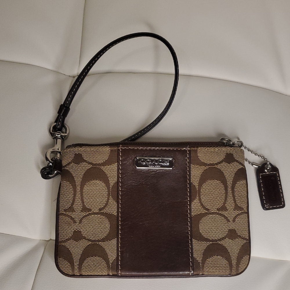 Coach Signature Brown Wristlet